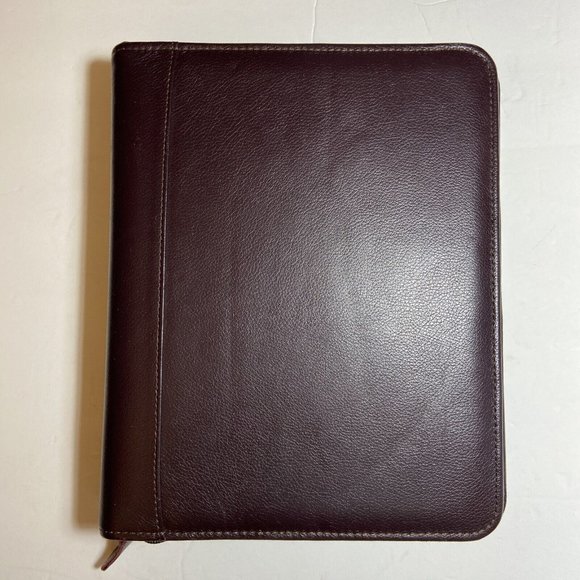 Franklin Covey Classic FC Basics Brown Leather Zipper Planner Binder Zip Around - Picture 1 of 6